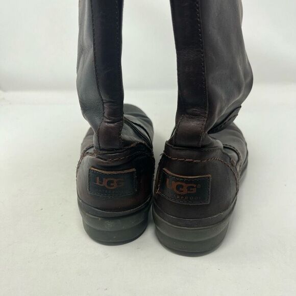 UGG S/N 1005578 Elsa Waterproof Leather Rain Snow Boots Olive Womens Size 7 - Picture 5 of 7